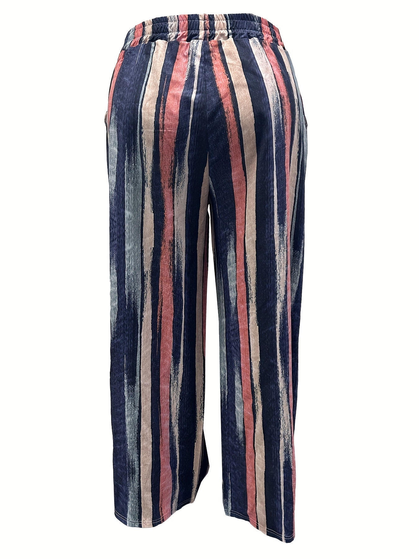  Elastic High Rise Wide Leg Trousers With Pockets