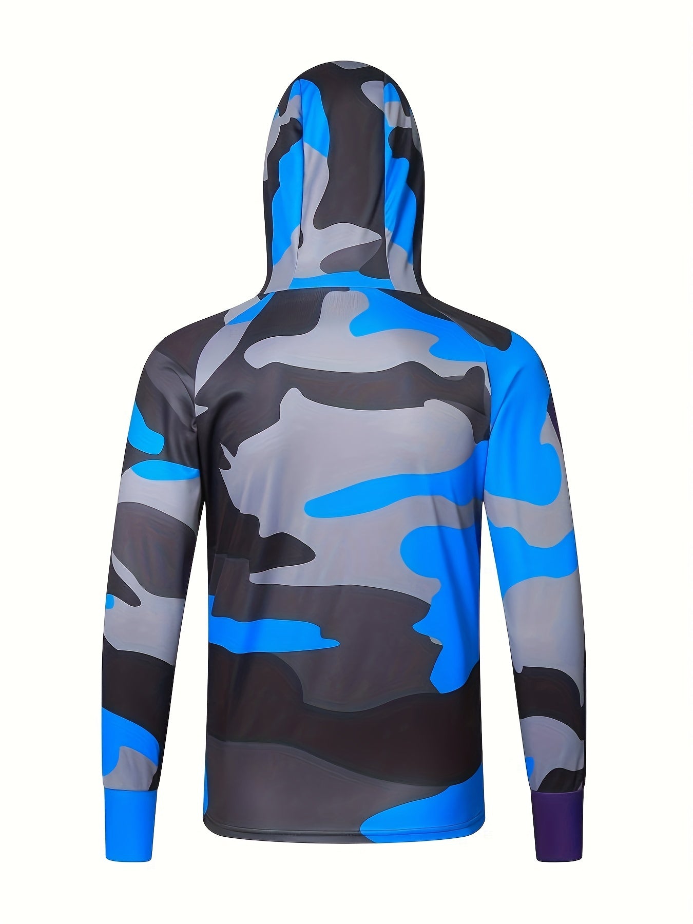 Men's Camo UPF 50 Sun Protection Hooded Jacket Quick Dry Rash Guard