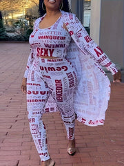  Sexy Outfits Set Women's Plus Letter Print 3 Piece Set