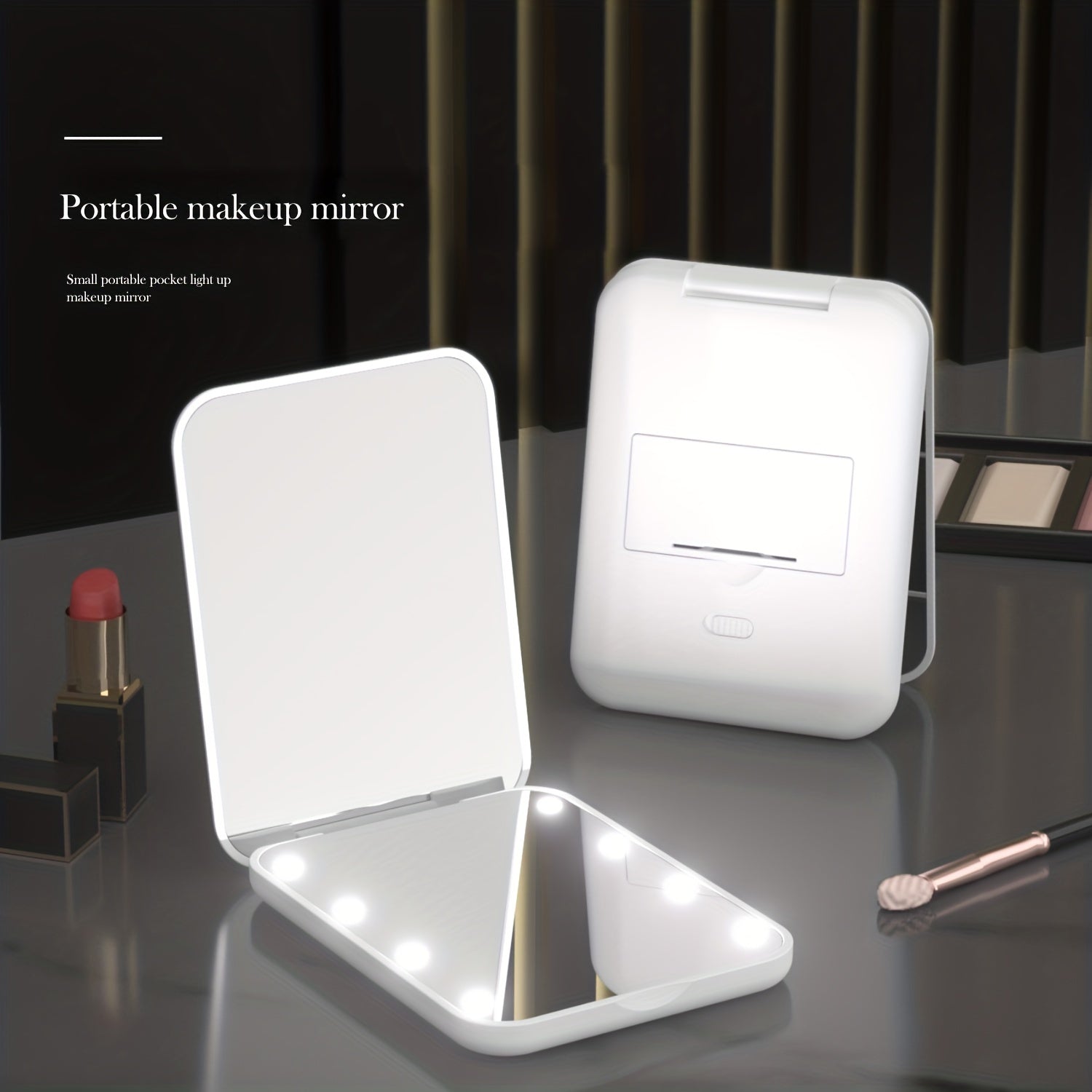 LED Compact Travel Makeup Mirror 1X 3X Magnification