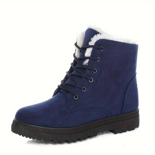 Women's Winter Snow Boots Non Slip Lace Up Thermal Mid Calf Boots