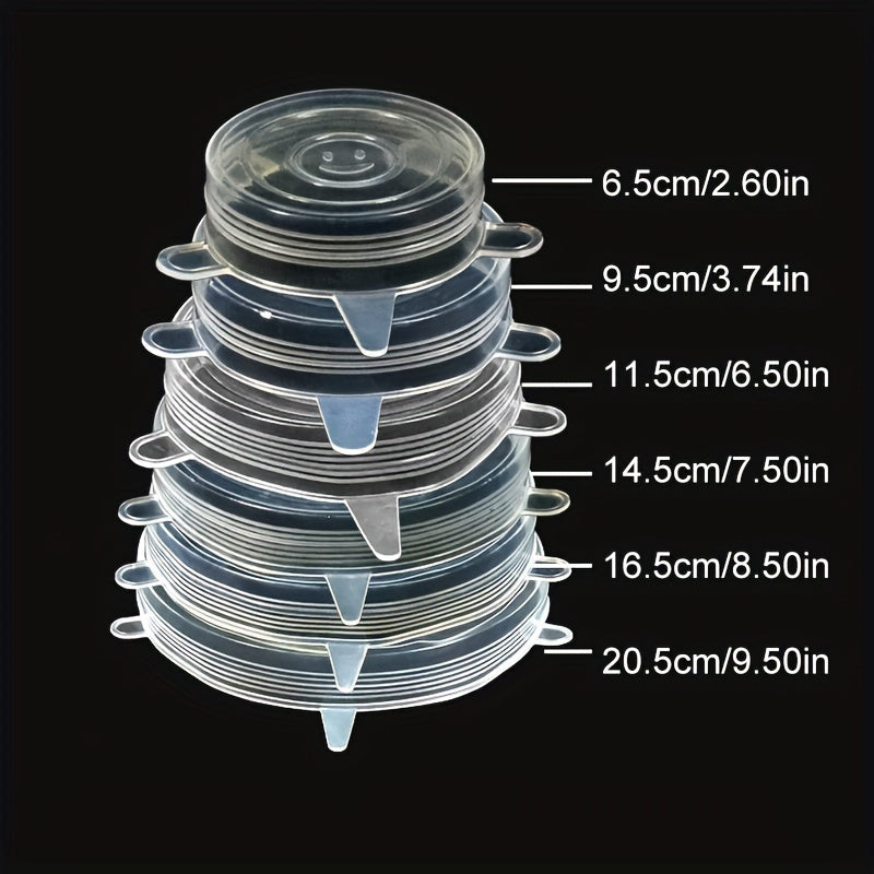 6pcs Silicone Stretch Lids Reusable Food Bowl Covers