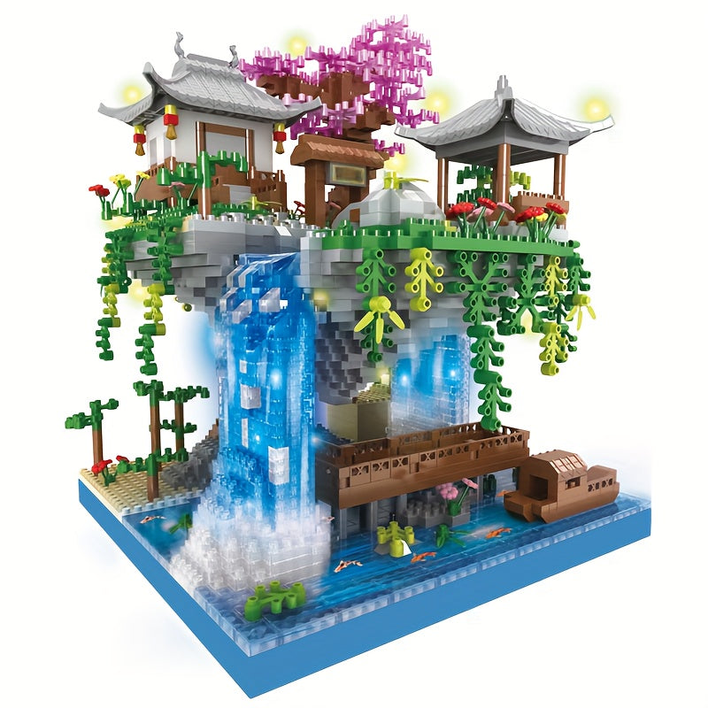Chinese Peach Blossom Pool Architectural Building Blocks Gift