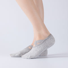 Cross Lace Yoga Socks with Non Slip Towel Bottom - Grip Enhancing