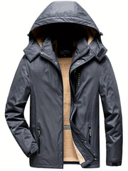 Men's Fleece Hooded Jacket Zip Up Active Coat for Fall Winter