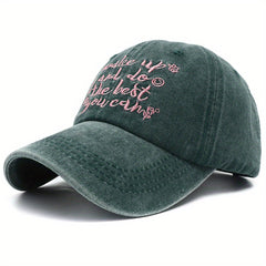 Vintage Letter Embroidered Baseball Cap Washed Distressed Dad Hat