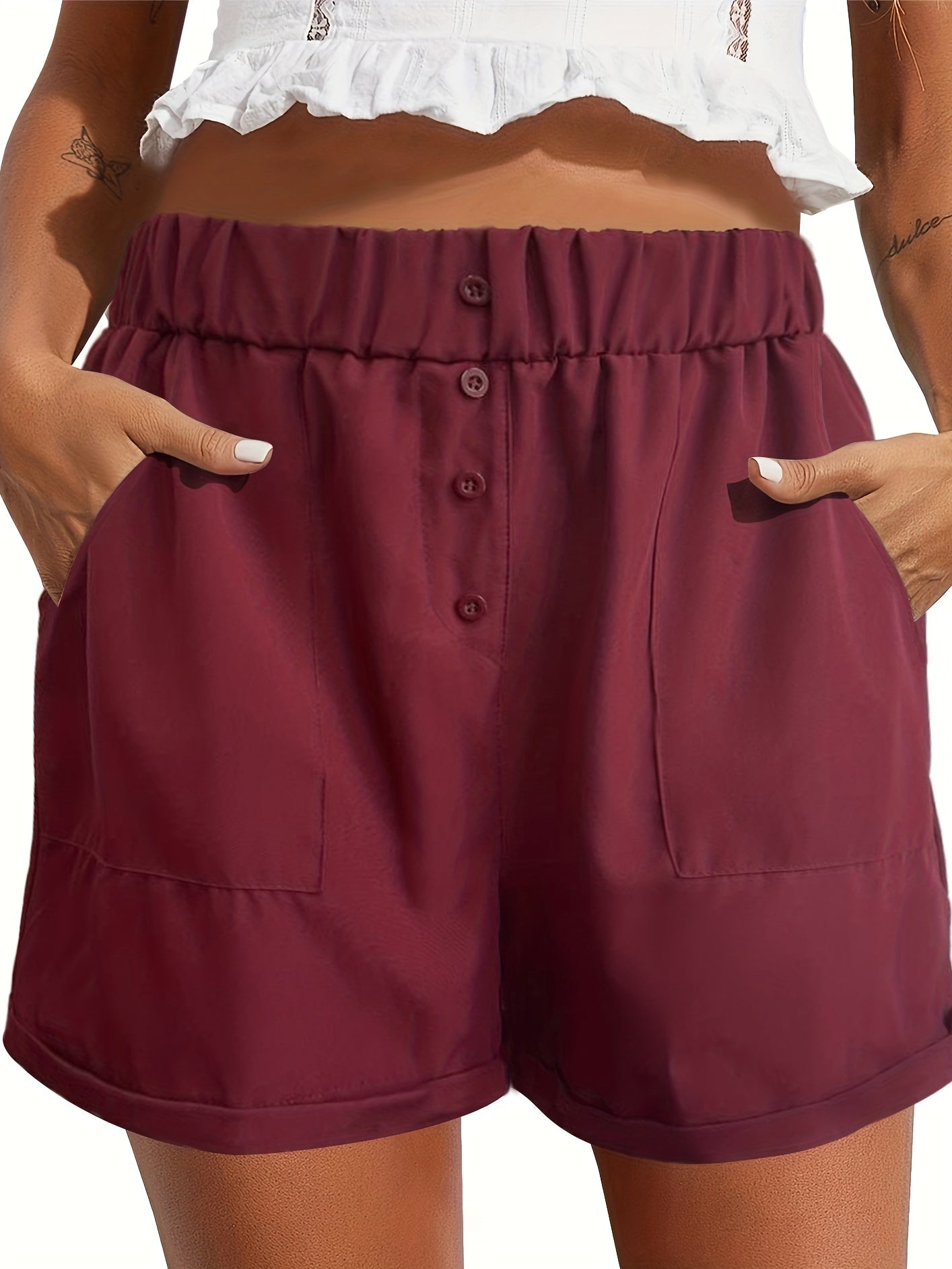 High Waist Pocket Shorts for Women