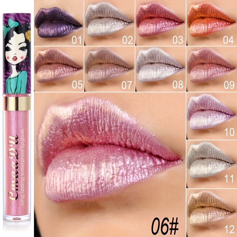 Metallic Shimmer Lip Gloss Long Lasting Waterproof Lip Stain