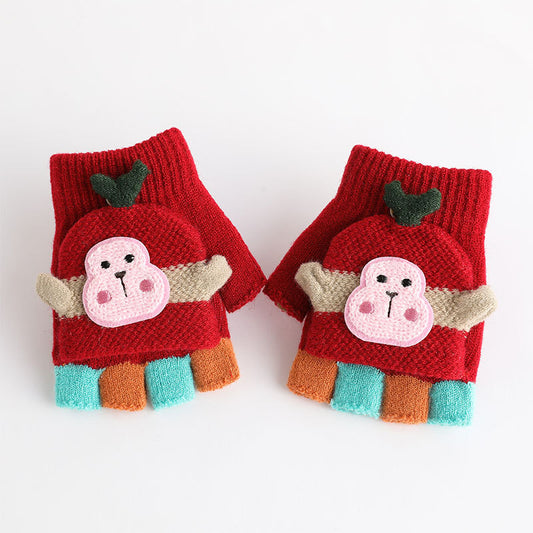 Kids Warm Cartoon Flip Gloves Outdoor Autumn Winter
