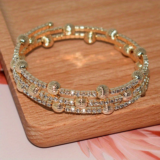 Rhinestone Inlaid Bridal Bangle Bracelet