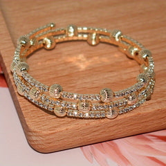 Rhinestone Inlaid Bridal Bangle Bracelet