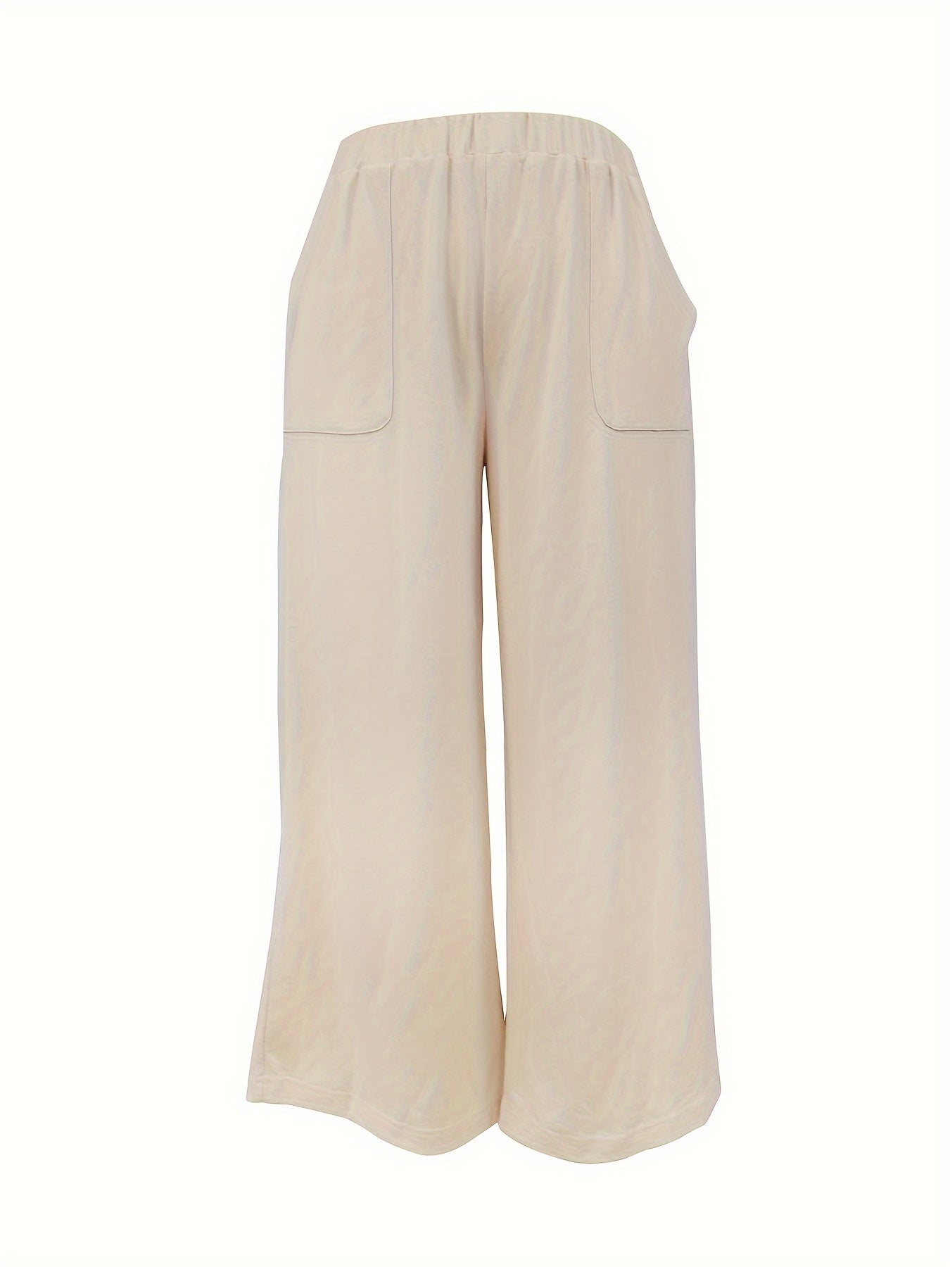  Solid Loose Trousers With Pockets