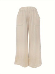  Solid Loose Trousers With Pockets