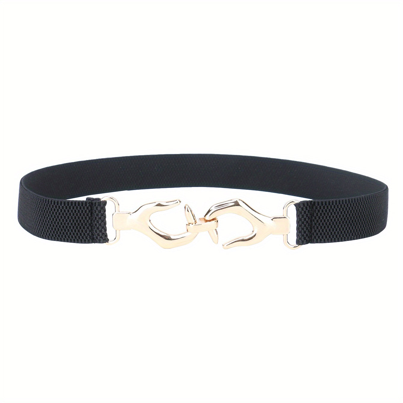 Metal Hollow Buckle Elastic Thin Belt Women Dress Coat Be