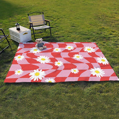 Daisy Pattern Print Picnic Mat Foldable Waterproof Beach Blanket