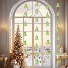 12pcs 3D Mini Christmas Tree Paper Hanging Flags for Holiday Party Decorations