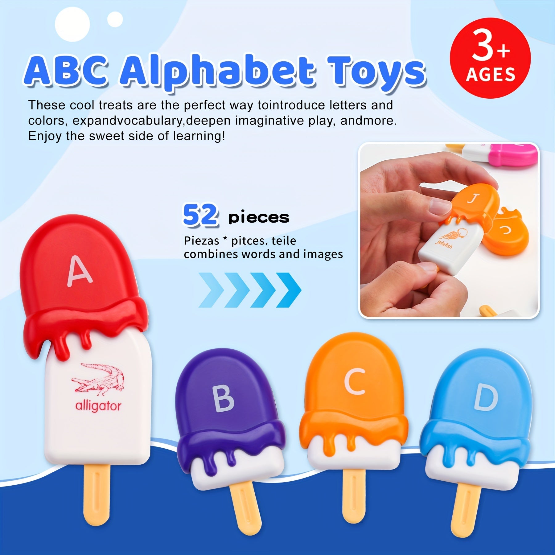 YIQOGAME Alphabet Ice Cream Learning Toy Set for Kids