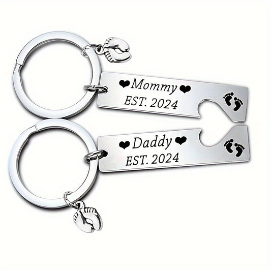 Engraved Keychains for Mom & Dad - Stainless Steel - Commemorative Gift Set