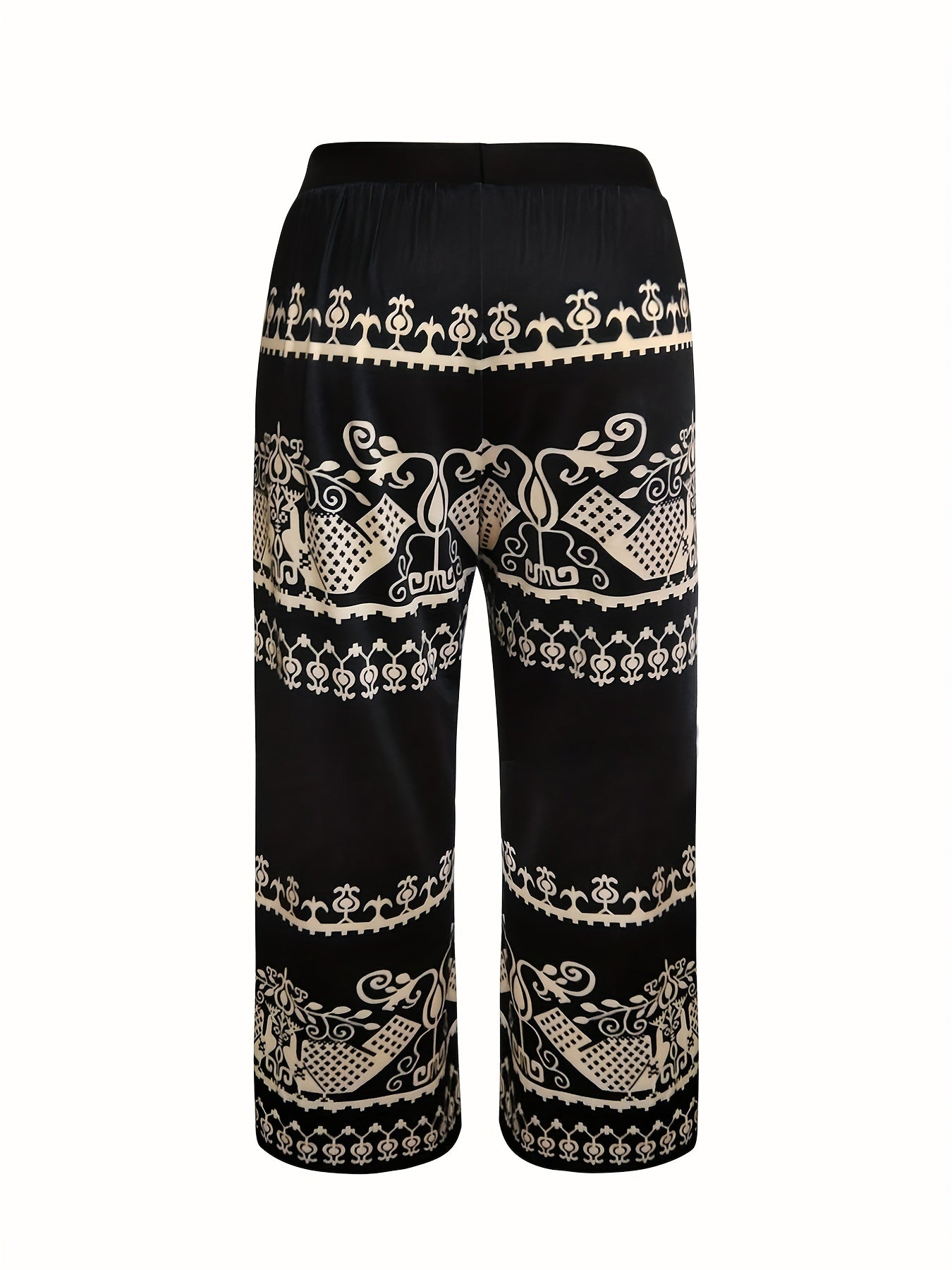  Geometric Print Wide Leg Loose Pants
