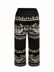  Geometric Print Wide Leg Loose Pants