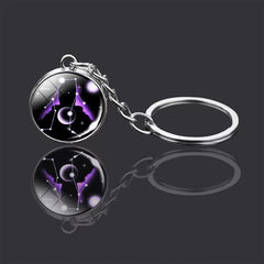Zodiac Constellations Charms Keyring Crystal Ball Key Chain Rings
