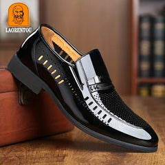 LAORENTOU Men's Leather Loafer Shoes Lightweight Non Slip Formal Shoes