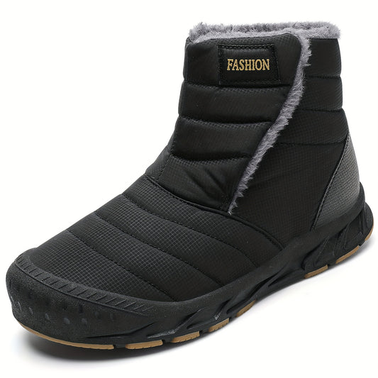 Men's Winter Snow Boots Slip On Outdoor Water Resistant Boot Warm Faux Fur Lined