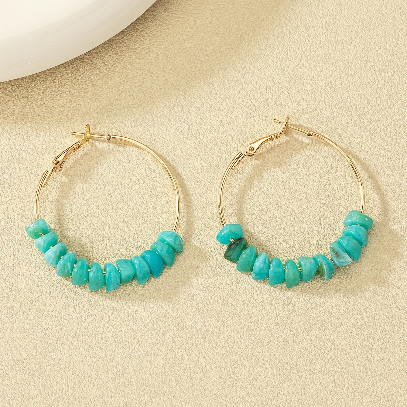 Red Coral Acrylic Round Earrings 14K Plated