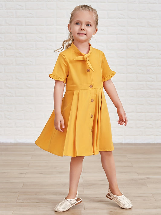 Toddler Girls Button Casual Shirt Dress Kids Summer Clothes