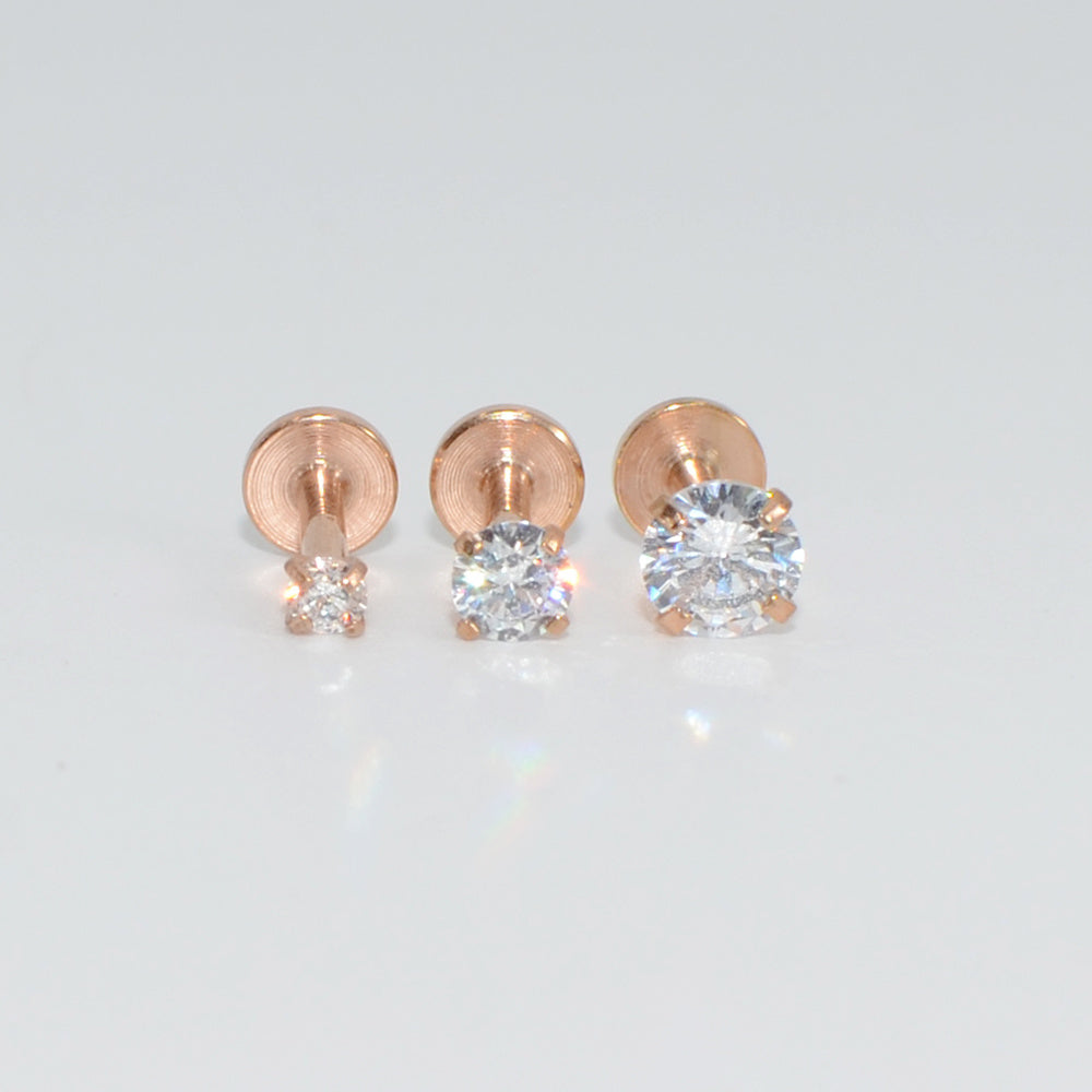 3PCS Mixed Size Opal Zircon Labret Stud Ear Piercing Jewelry