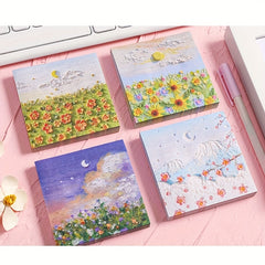 8pcs Painting Sticky Notes Student Message Notes Scenery Notes 50