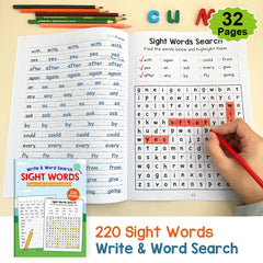 LACHILLY 220 Sight Words Workbook & Word Games for Preschool Kindergarten