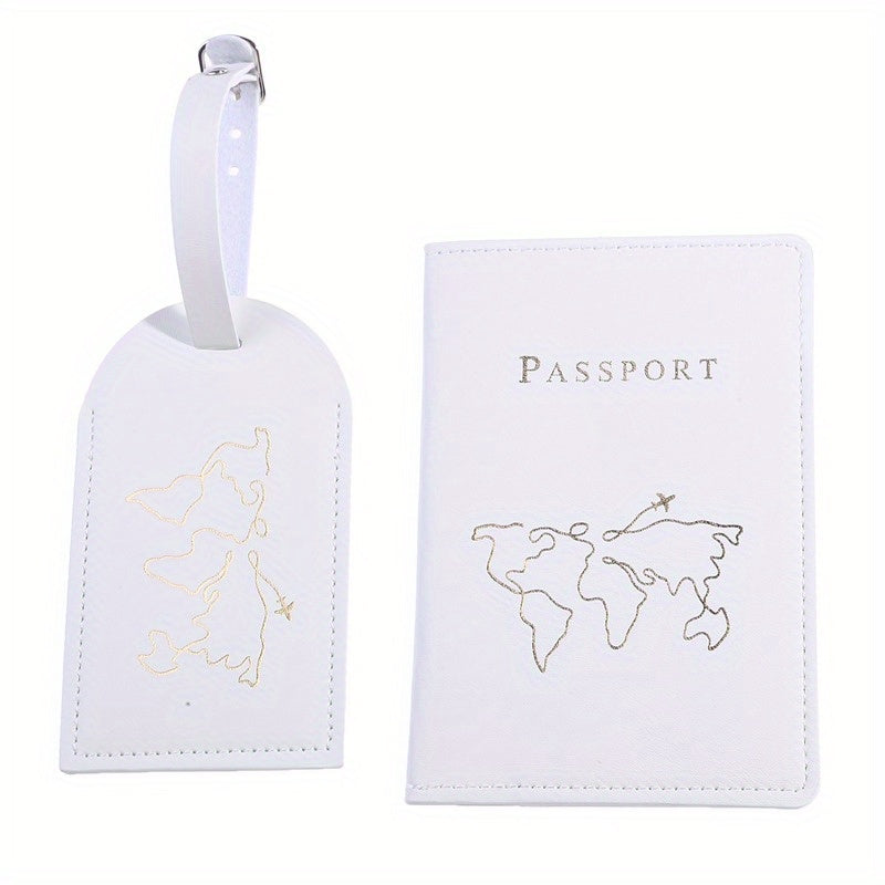 Map Pattern Passport Holder & Luggage Tag Set