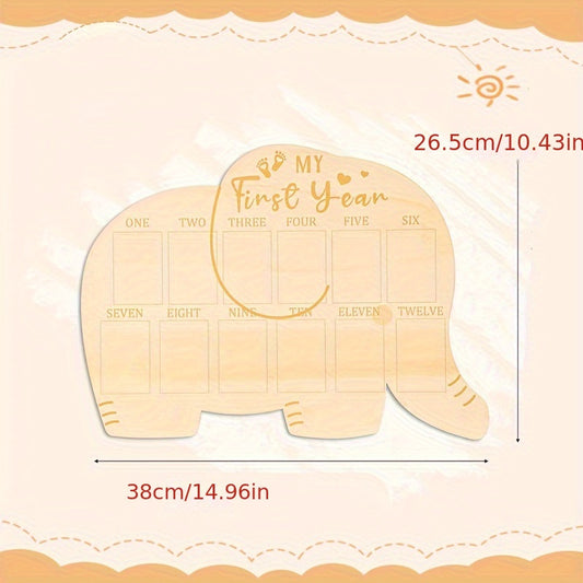 Elephant Wooden First Year Photo Frame, Perfect Keepsake Gift for Mom