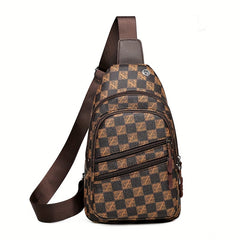 Men's Stylish PU Leather Crossbody Bag with Secure Zipper Closure