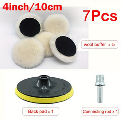 7pcs Car Polishing Kit Sponge Disc Wool Wheels Waxing Pads