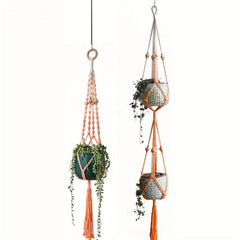 2pcs Macrame Plant Hanger Pot Holder Gradient Dyeing