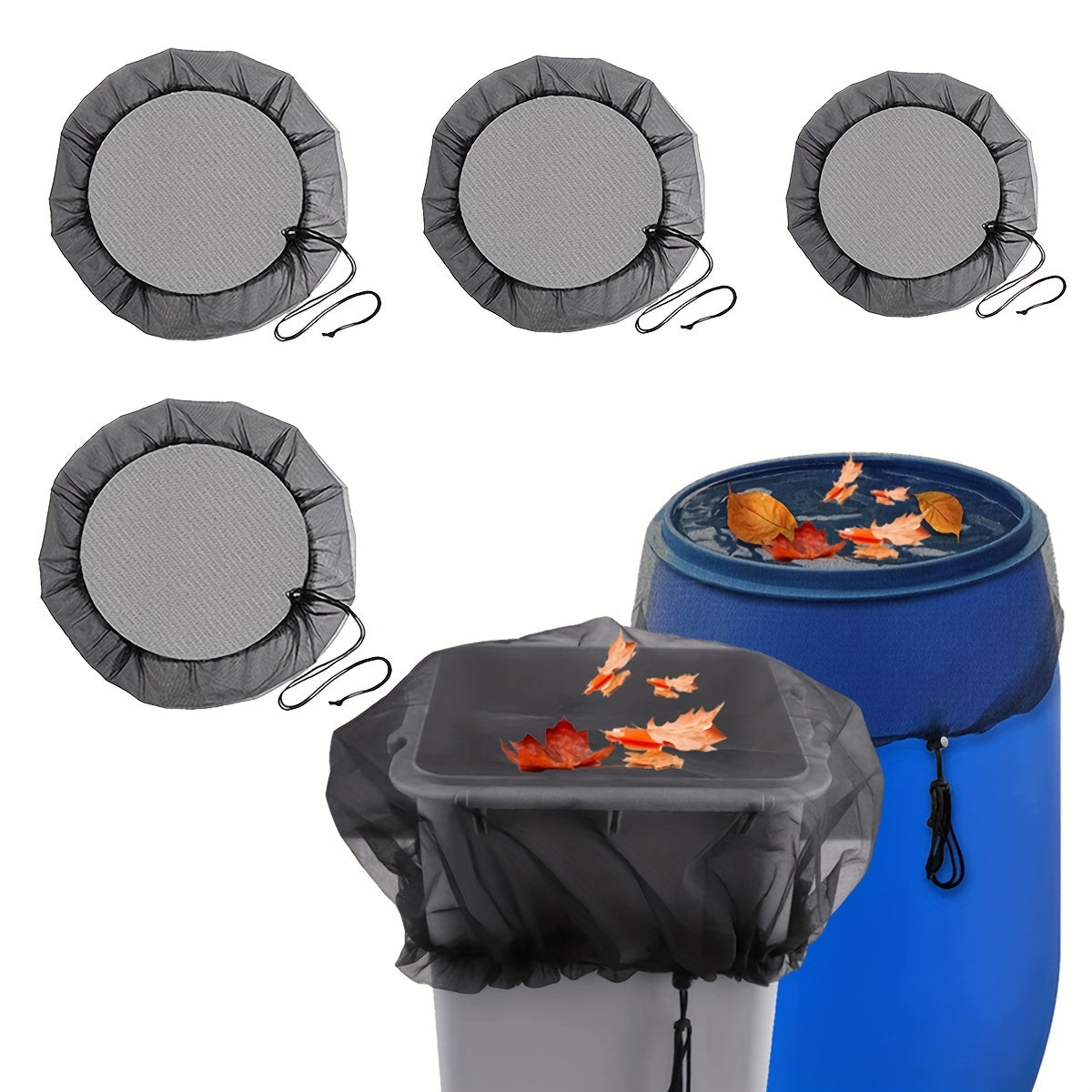 Mesh Cover For Rain Barrel - Screen Water Bucket Covers Net With Drawstring
