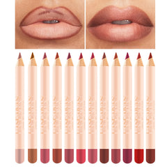 Matte Lip Liner Pencils Set 12 Assorted Colors Soft Waterproof Long Lasting