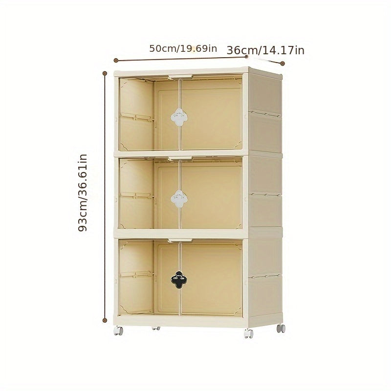 Foldable Storage Cabinet Plastic Snack Storage Household Shelf