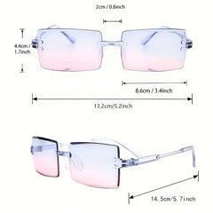 Rectangle Rimless Sunglasses Y2K Candy Summer Decorative Shades UV400