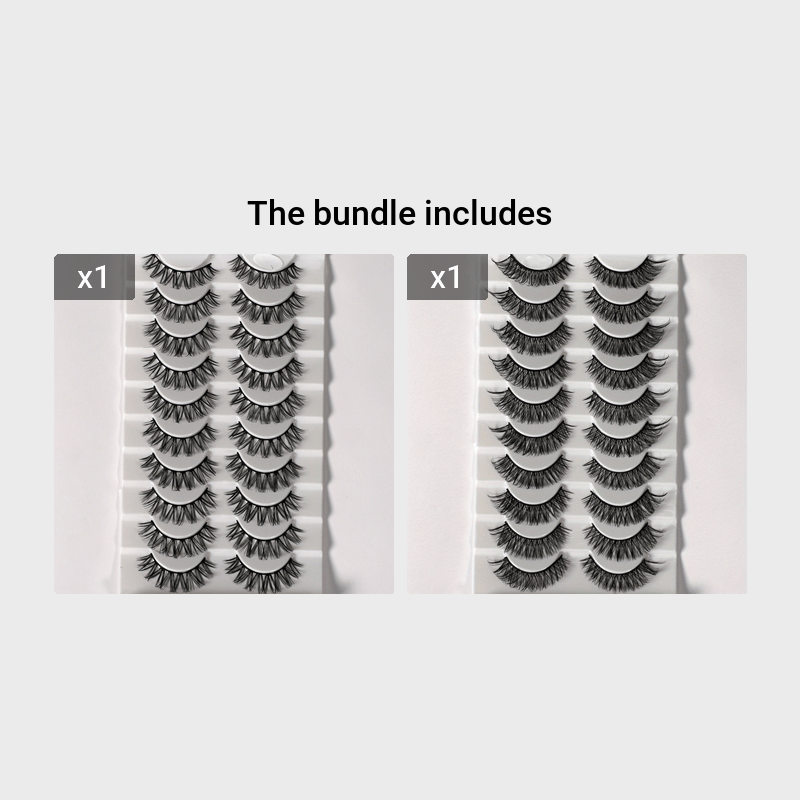 10 Pairs Fluffy Style False Eyelashes Natural Thick Soft False Eyelashes