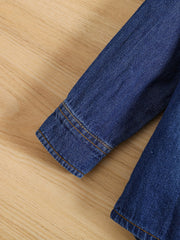 Boy's Denim Cotton Shirt Casual Lapel Button Up Long Sleeve Shirt