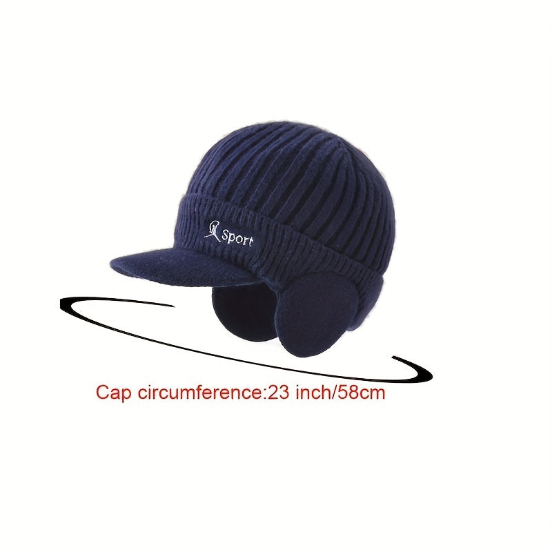 Winter Men's Earmuffs Warm Knitted Wool Cap Outdoor Cycling