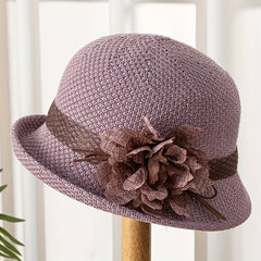 Women's Bucket Hat with Flower Decor Sunshade Fedora