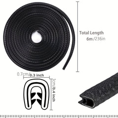 1pc 20ft 6m Car Door Edge Guard Molding Trim Rubber Edge Strip Seal Prot
