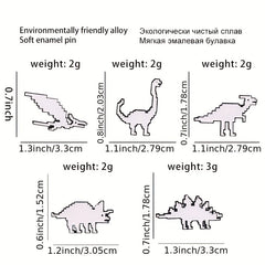 Dino Enamel Pin & Pixels T-Rex Lapel Badges Inspiration Brooches