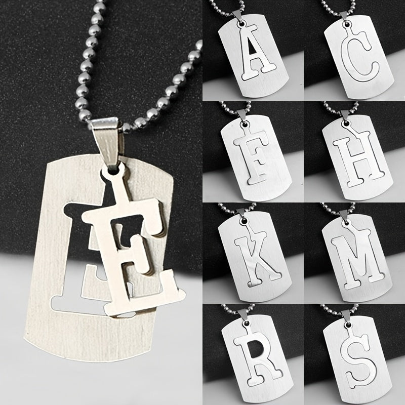 Men's Letter Pendant Necklace Stainless Steel Punk Chain A N