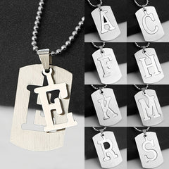 Men's Letter Pendant Necklace Stainless Steel Punk Chain A N