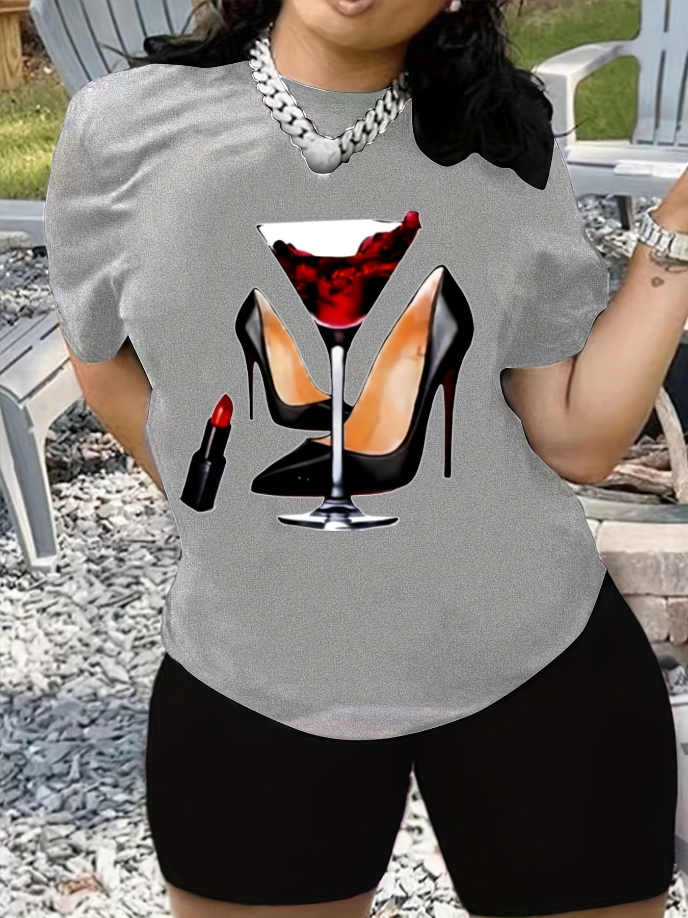  Casual 2 Piece Set Women Tee & Biker Shorts